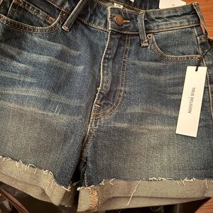 True Religion Blue Denim Cutoff Shorts